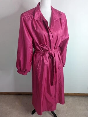 Vintage Hot Pink Softshell Rain Trench Coat Jacket Womens Size 10 Medium  - Image 1 of 4