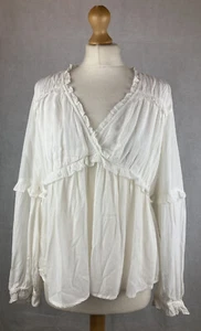 Top campesino calzoncillo cuello en V con volantes blancos colección M&S UK12 NUEVO CON ETIQUETAS A81 - Imagen 1 de 11