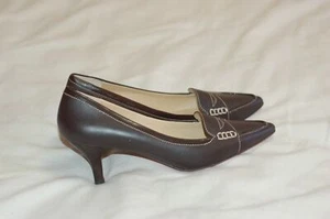 NEU Oscar de la Renta Damenschuhe Davin braune hochhackige Leder-Pumps Größe 9 - Bild 1 von 11