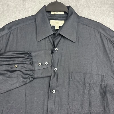 John W Nordstrom Shirt Mens 15.5-35 Oxford L/S Button Up Gray Long Grain Twill - Image 1 of 4