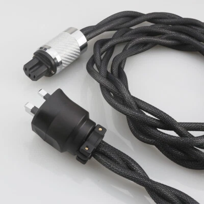 Audiophile AC HiFi Audio Power Cable Silver Plated 8N OCC Main Cord with UK Plug - Image 1 of 4