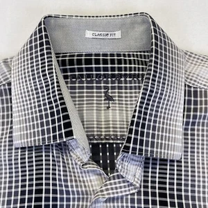 Tailor Byrd Shirt Mens L Dress Long Sleeve Black White Gray Ombre Classic Fit - Picture 1 of 10