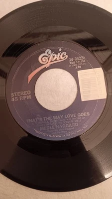 Merle Haggard 45 Vinyl Thats The Way Love Goes 1983 Cracked Plays Wall Art RARE! - Image 1 of 4