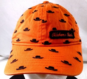 Oklahoma State All Over Cowboy Hat Pattern Orange Baseball Cap Adjustable Strap - Picture 1 of 9