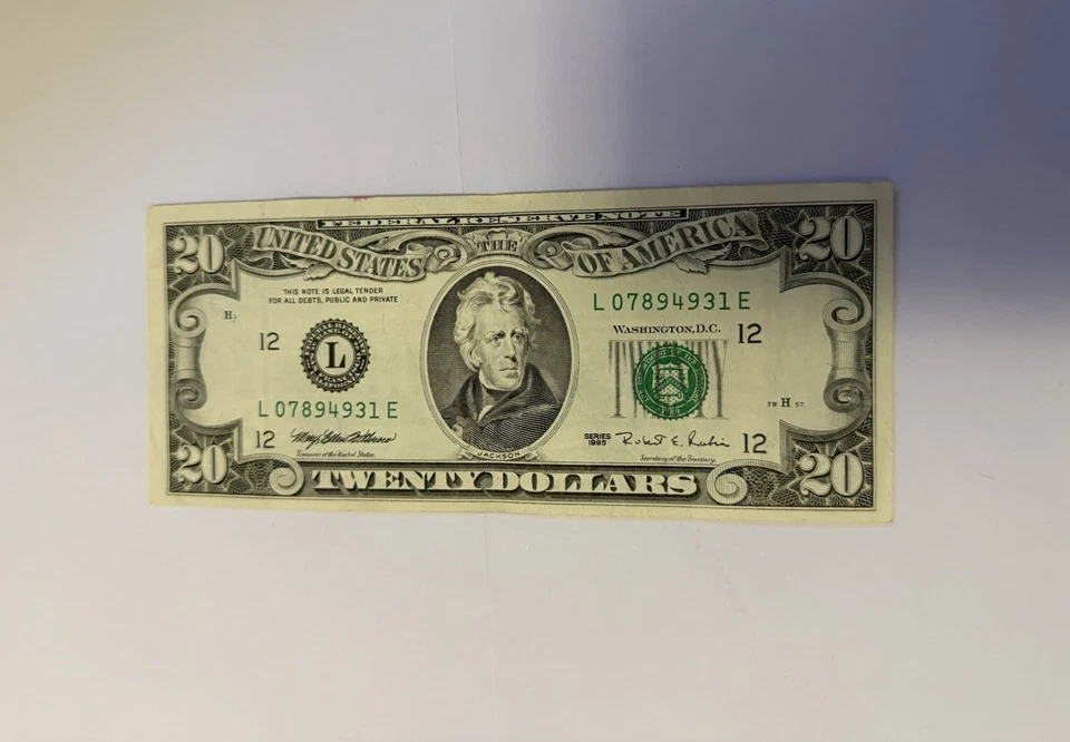 USA Bank Note: USA, Twenty Dollar 1995 No. L07894931E - Image 1 of 2