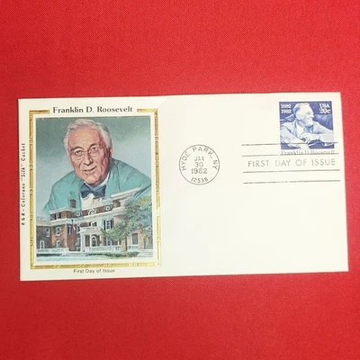 First Day of Issue Franklin Roosevelt Stamp Silk Cache Envelope - Image 1 of 4
