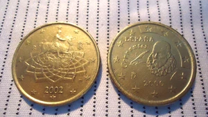 50 Cent münze Italien 2002 Pferd mit Reiter und Spanien 2002 - Bild 1 von 2