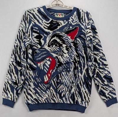 Suéter tejido gráfico BAPE A Bathing Ape Wolf para hombre L excelente Foto 1 de 4