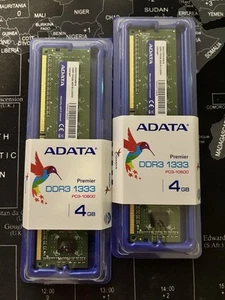 ADATA 4GB DDR3 1333 PC3-10600 SODIMM Laptop Memory Module x2 - Picture 1 of 2
