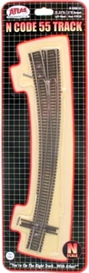 Atlas 2058 N Scale Code 55 Rails -  21.25" & 15" Radius Curved Left-Hand Turnout - Picture 1 of 2
