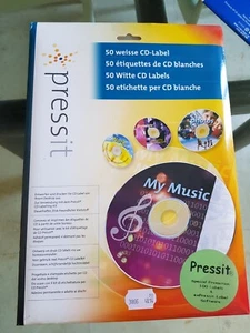 25 Feuilles A4 Pressit Étiquettes de DVD & CD Blanches (50 Étiquettes) logicie - Picture 1 of 4