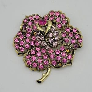 Broche prendedor vintage BLANCO rosa estrás flor rosa Grandmacore Cottagecore - Imagen 1 de 7