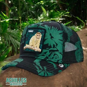 Goorin Bros Trucker Hat Up Your Tree Funky Monkey Green Jungle Floral Design New - Picture 1 of 4