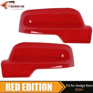 π For 2019-2023 2024 Dodge Ram 1500 Mirror COVERS W/Turn Signal Hole FLAME RED - Picture 1 of 8