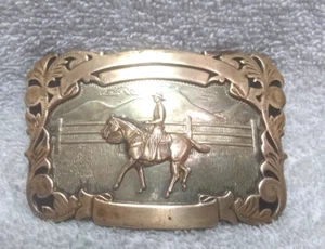 Comstock Silversmiths German Silver Cowboy Riding Ranch Scene Gold Floral VTG - Picture 1 of 10