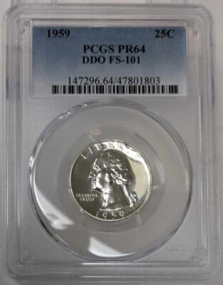 1959 Washington Quarter PCGS PR64 DDO FS - 101 - Image 1 of 2