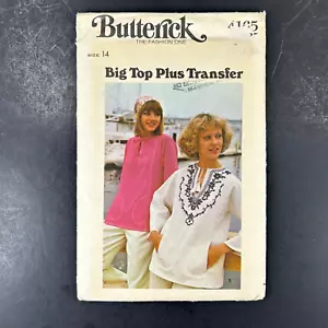 Butterick 4165 Misses Top Grande y Transferencia Bordado Sin Cortar/Sin Usar Talla 14c 1970 - Imagen 1 de 4