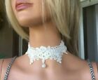 Women Ladies Crystal Dimonte pearls Necklace Choker Silver Wedding Parties