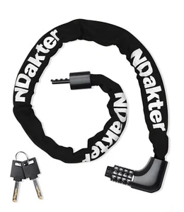 Cerradura de cadena para bicicleta NDakter | Combinación y bloqueo de llave - Imagen 1 de 7
