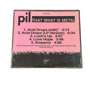 PIL THAT WHAT IS METAL PROMO-ONLY 1992 CD SINGLE No Fur ~PUBLIC IMAGE LIMITED NM - Picture 1 of 2
