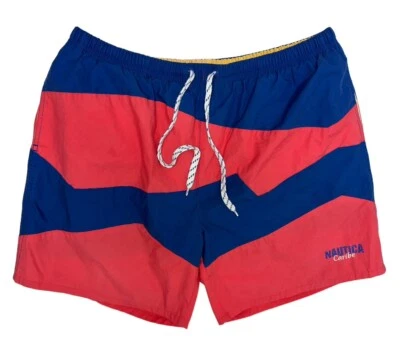 Pantalones Cortos Vintage Nautica Para Hombre Brillantes Multicolor Cintura Elástica Cordón Talla XL Foto 1 de 4