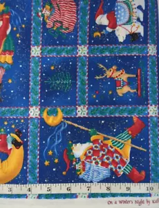 On A Winter's Night Kathy Schmitz Maywood Studio BTY Patchwork Santa Christmas - Picture 1 of 3
