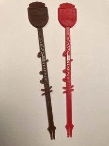 VINTAGE Holiday INN Hotel Swizzle Stick Stir Lot of 2 Red - Picture 1 of 5