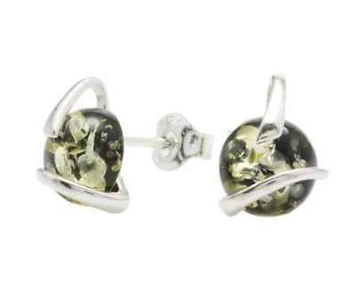 PENDIENTES DE PLATA ESTERLINA 925 ÁMBAR BÁLTICO NATURAL con certificación de tachuelas Foto 1 de 4