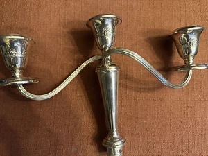 One Gorham Sterling Twisted 3 Light Candelabra Screw On Top & Riser 11,5 X. 7” - Picture 1 of 6