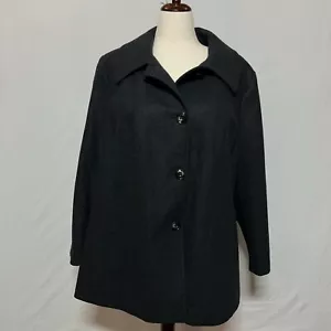 London Fog Pea Coat Womens Gray 1X Button Up Wool Blend Dress Over Coat Jacket - Picture 1 of 11