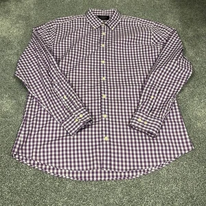 Charles Tyrwhitt Dress Shirt Mens Large Purple/White Check Slim Fit Non Iron - Picture 1 of 7