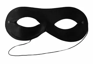 Plain Black Satin Zorro Eye Mask For Zorro, Cat, Masquerade Fancy Dress Mask - Picture 1 of 2