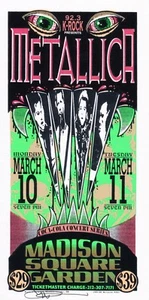 MINT & SIGNED Metallica 1997 Madison Square Garden NYC Arminski Handbill  - Picture 1 of 1