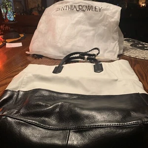Cynthia Rowley Black/ White Leather Tote - Picture 1 of 5