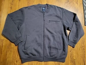 Vintage John Blair grauer Cardigan mit durchgehendem Reißverschluss Taschen Baumwollmischung 80er 52" Brustumfang - Bild 1 von 5