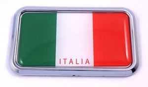 Italia Italy flag rectanguglar Chrome Emblem 3D Car Decal Sticker 3" x 1.75" - Imagen 1 de 2