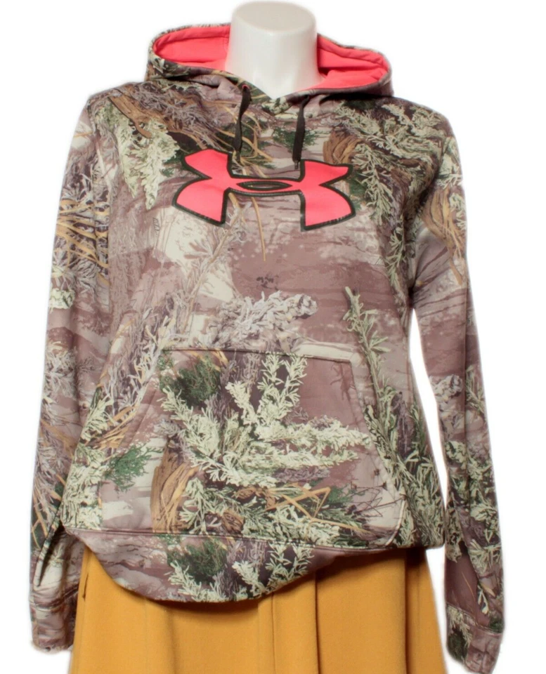 Sudadera con Capucha Under Armor Camuflada con Logo Rosa Bolsillo Canguro Damas Talla Pequeña Foto 1 de 4