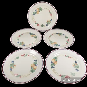 Juego de 5 platos de cena Corelle ABUNDANCE 10-1/4" BORDE LISO RARO excelente lote de frutas - Imagen 1 de 8