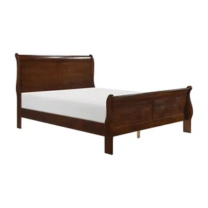 BROWN LOUIS PHILIPPE KING SLEIGH BED BEDROOM FURNITURE - Picture 1 of 1