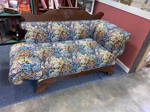 Stunning Antique  Victorian  Drop Arm Love Seat  Loveseat Fainting Lounge Cover