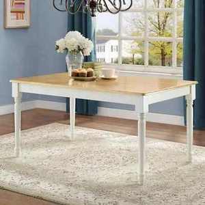 6-Person Traditional Autumn Lane Farmhouse Dining Table, White and Natural - Picture 1 of 4