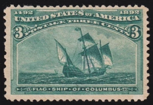 US SC #232 - 1893 Green 3c Columbian Exposition Stamp Mint no gum - B40 - Picture 1 of 2