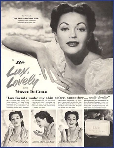 Vintage 1952 LUX Toilet Soap Yvonne De Carlo Ephemera 1950's Print Ad - Picture 1 of 1