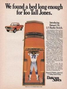 1975 Datsun Nissan Li'l Hustler Stretch Pickup Ad/ Too Tall Jones/Dallas Cowboys - Picture 1 of 1