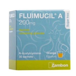 Fluimucil A 200mg 30 Sachets Granules Clear Phlegm Orange Flavor - Picture 1 of 4