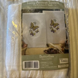 Kit de toallas de cocina vintage punto de cruz toallas mariposa - Imagen 1 de 4