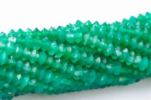 "Cuentas de ágata verde natural de 3x2 mm grado AAA rondelle facetadas cuentas sueltas 15,5" - Imagen 1 de 3