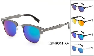 Halbrahmen Sonnenbrille verspiegelte Gläser Vintage Retro Mode klassisch Unisex Stile UV - Bild 1 von 9