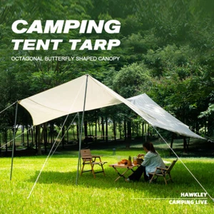 Camping Tent Sunshade Canopy Tarps Khaki White Blue Beige Waterproof Hexagonal - Picture 1 of 44