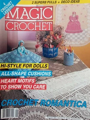 MAGIC CROCHET Magazine VTG August 1991 Kitten Horse Farm Dolls Goose Peacock - Image 1 of 4